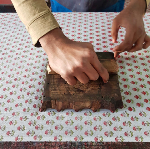 The Art of Hand-Block Printing on Schiffli Fabric – acmecreation